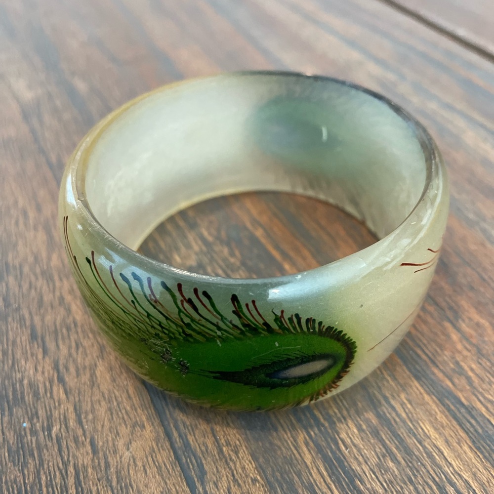 Acrylic peacock feather bracelet